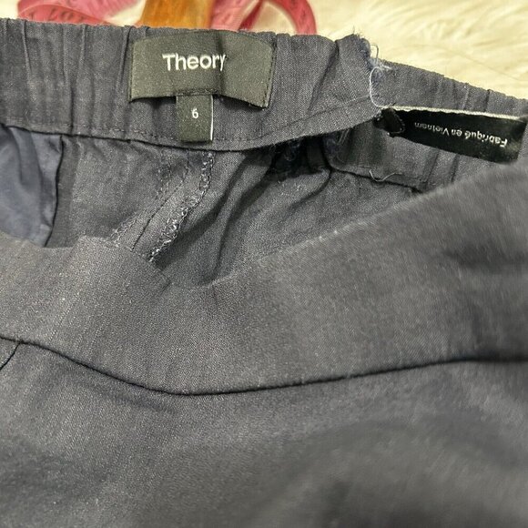 Theory Women’s Black High Slit Wide Leg Pants Linen Blend High Waist Pockets 6 - Picture 10 of 12